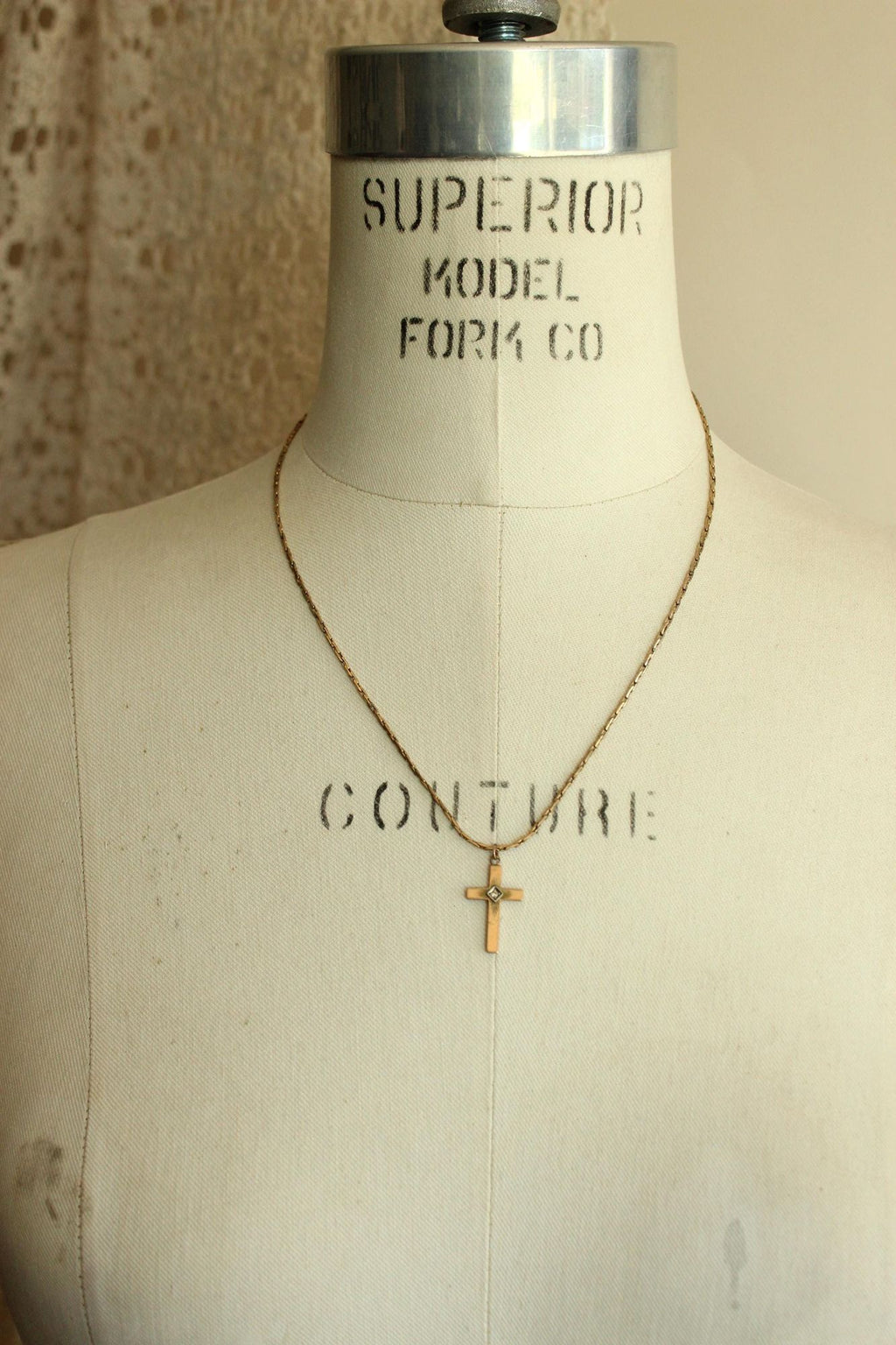 Vintage 1930s Cross Pendant on a 1950s Speidel 14K Gold Filled Chain