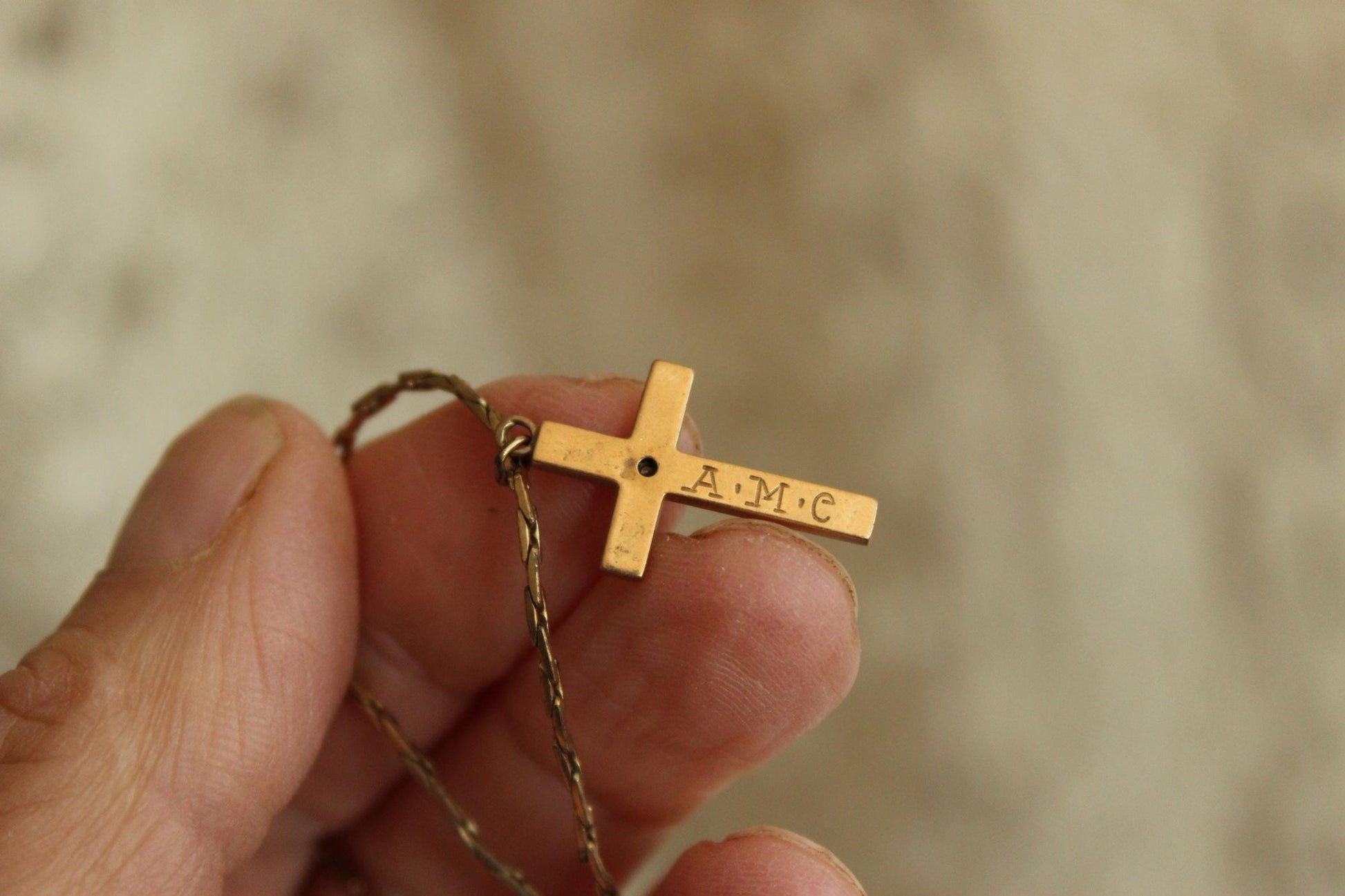 Vintage 1930s Cross Pendant on a 1950s Speidel 14K Gold Filled Chain