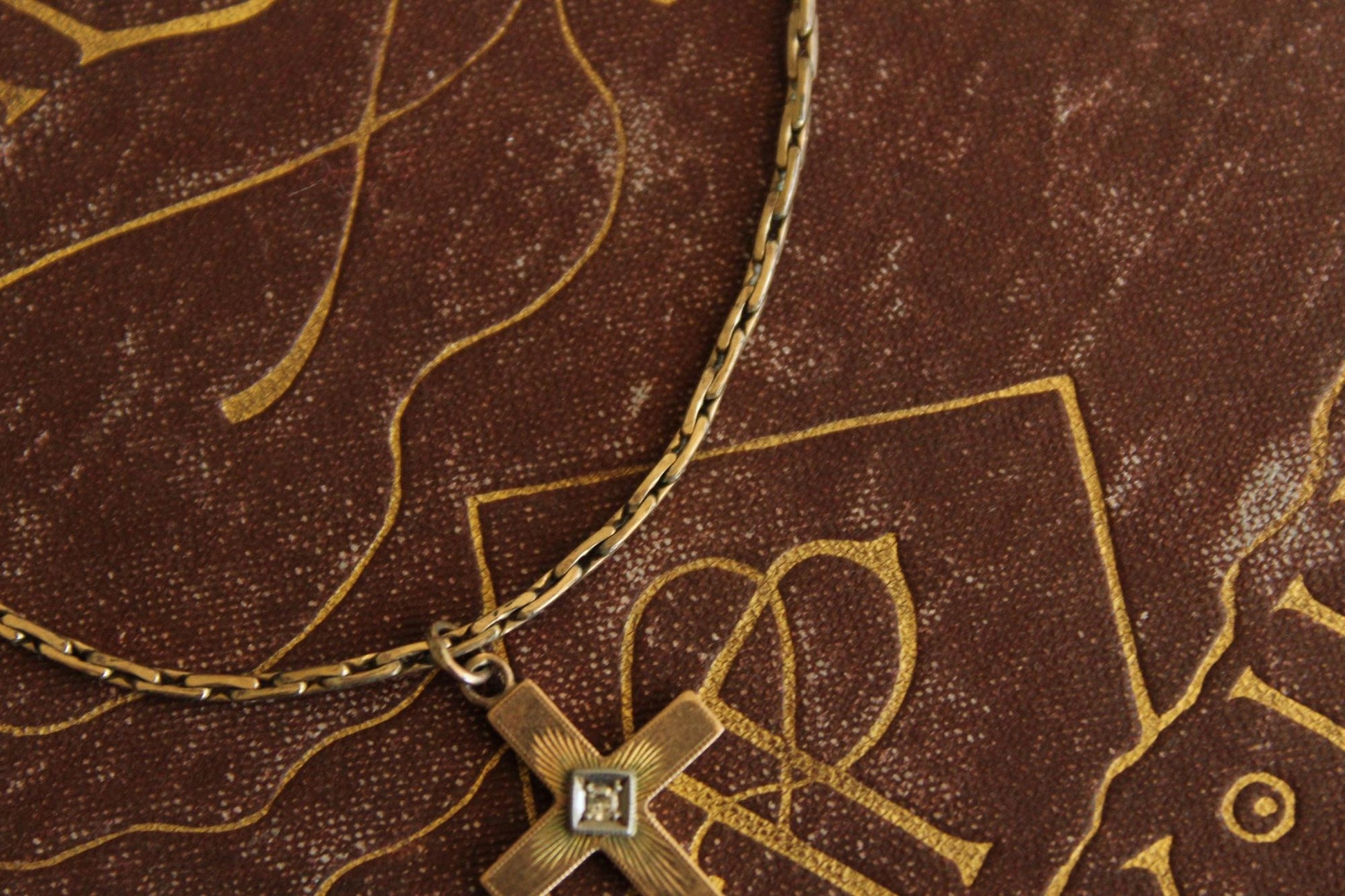 Vintage 1930s Cross Pendant on a 1950s Speidel 14K Gold Filled Chain