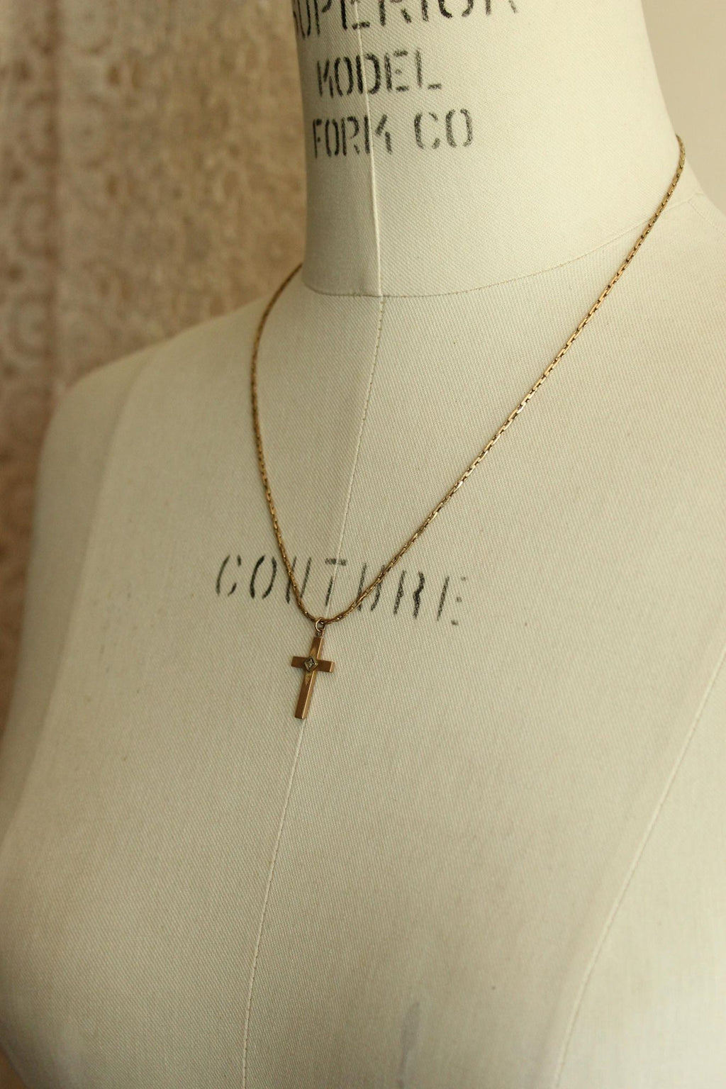 Vintage 1930s Cross Pendant on a 1950s Speidel 14K Gold Filled Chain