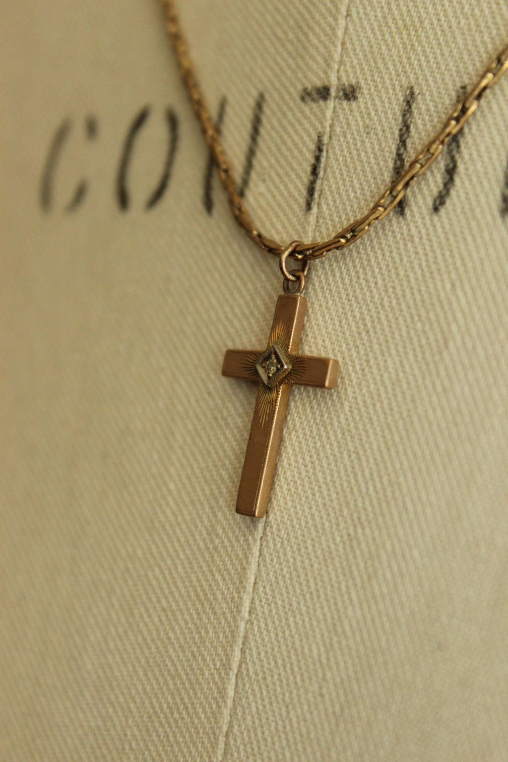 Vintage 1930s Cross Pendant on a 1950s Speidel 14K Gold Filled Chain