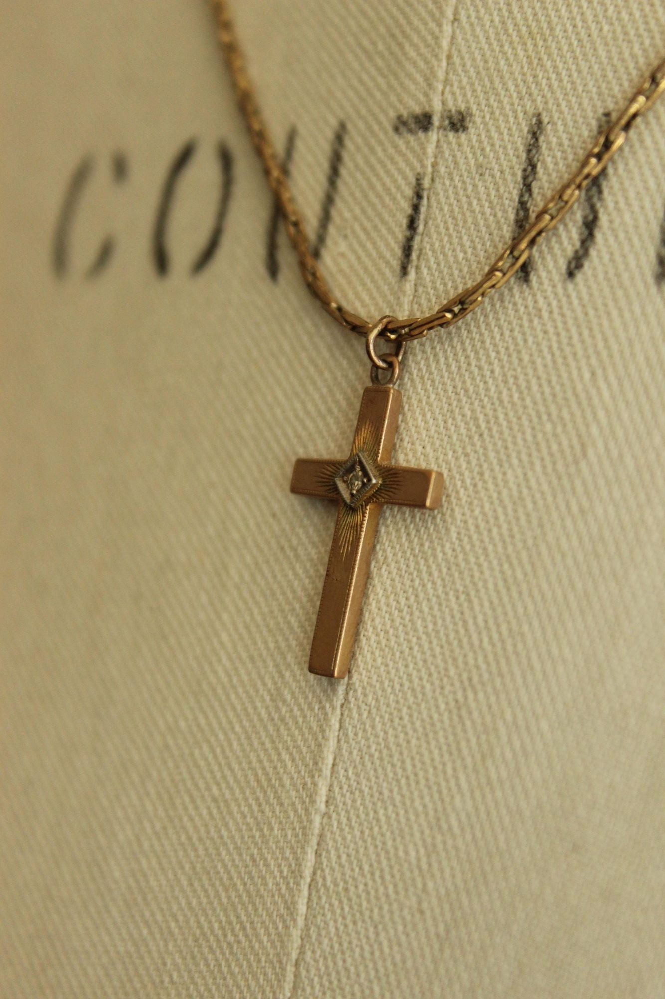 Vintage 1930s Cross Pendant on a 1950s Speidel 14K Gold Filled Chain