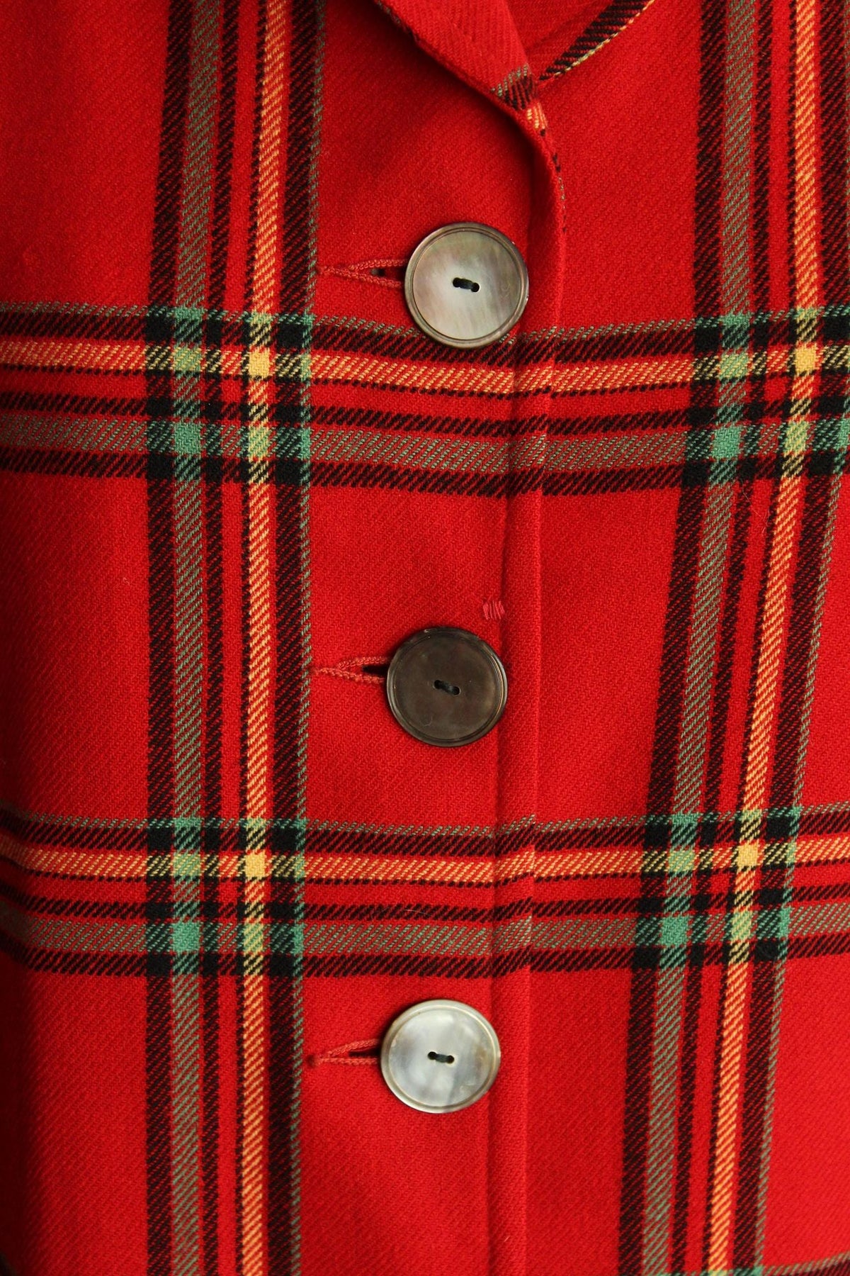Vintage 1940s Pendleton 49er Jacket in Red Plaid Tartan Wool with Pockets