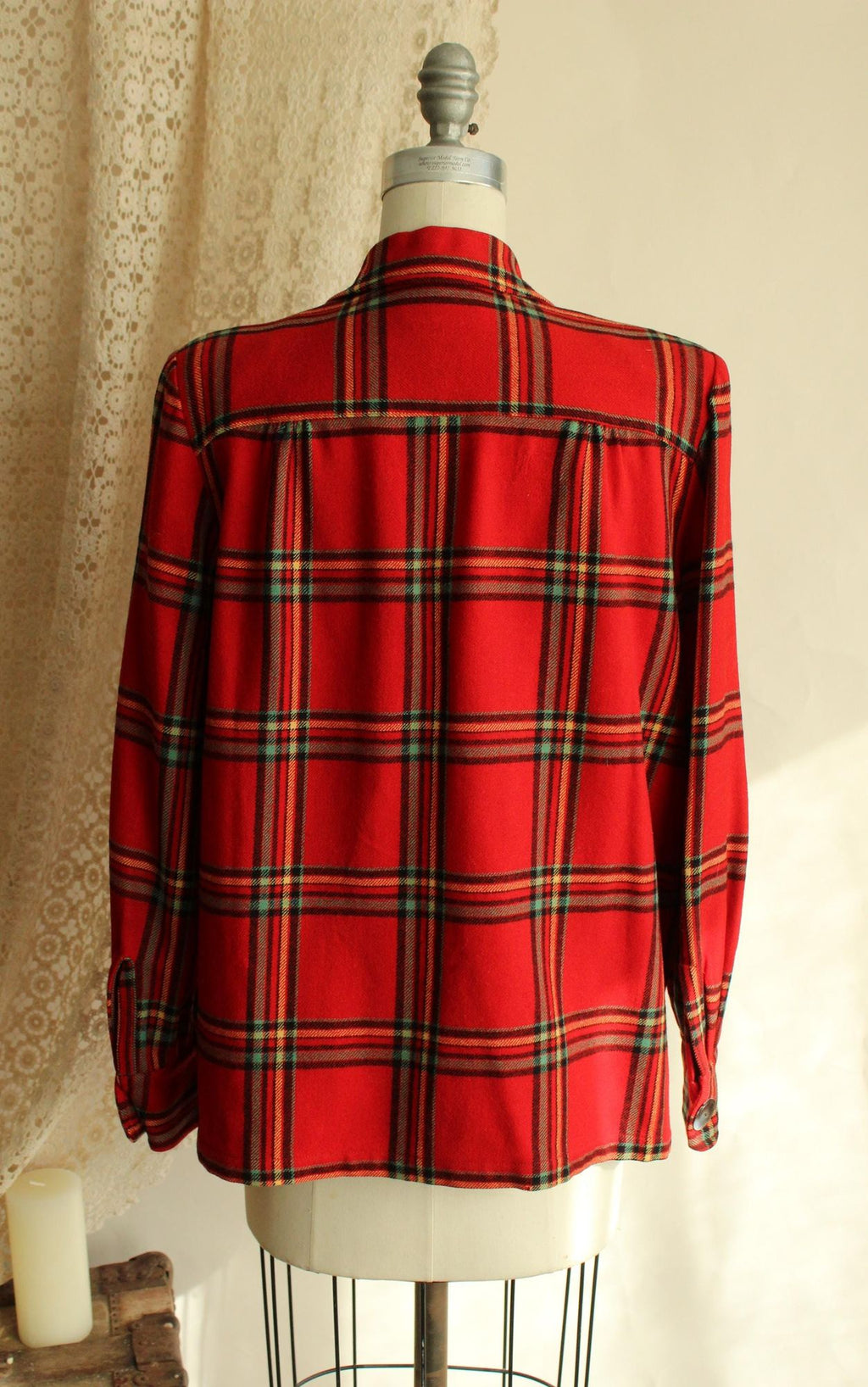 Vintage 1940s Pendleton 49er Jacket in Red Plaid Tartan Wool with Pockets