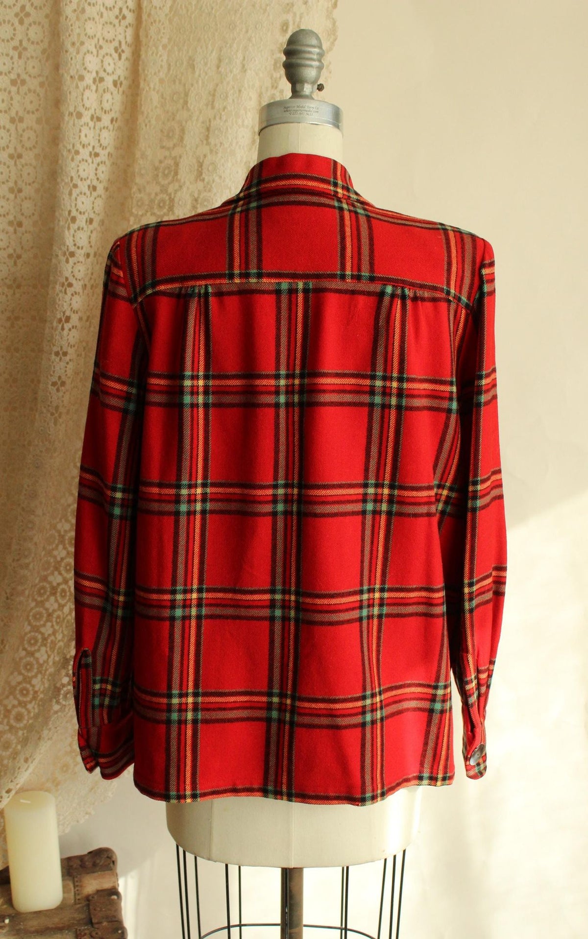 Vintage 1940s Pendleton 49er Jacket in Red Plaid Tartan Wool with Pockets