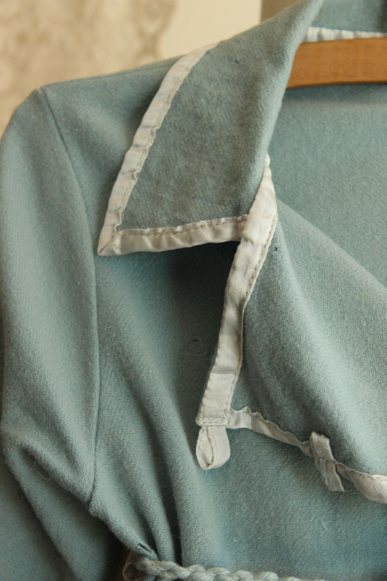 Vintage 1950s Little Boy's Wool Robe with Bunny Rabbit Embroidery