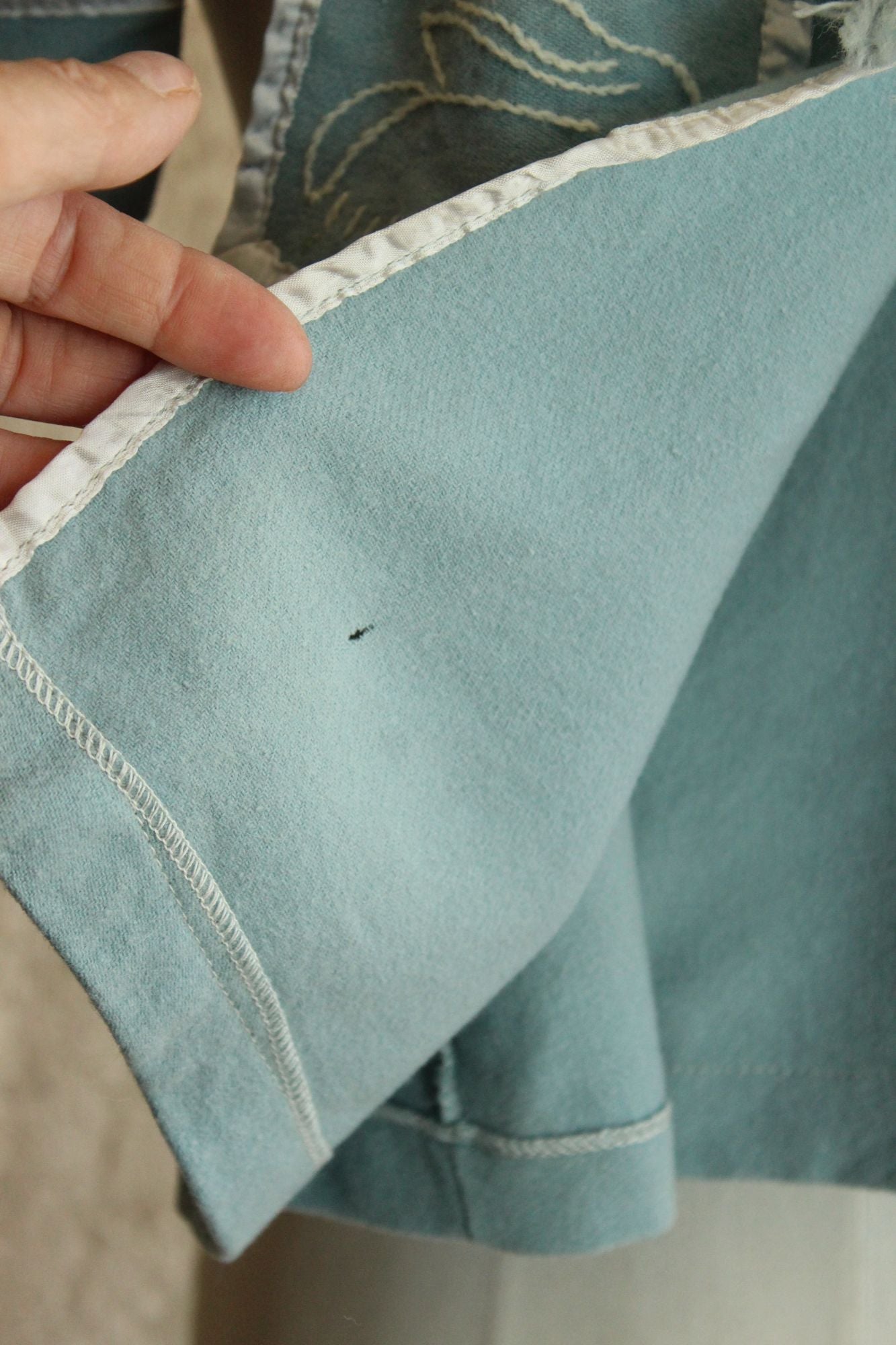 Vintage 1950s Little Boy's Wool Robe with Bunny Rabbit Embroidery