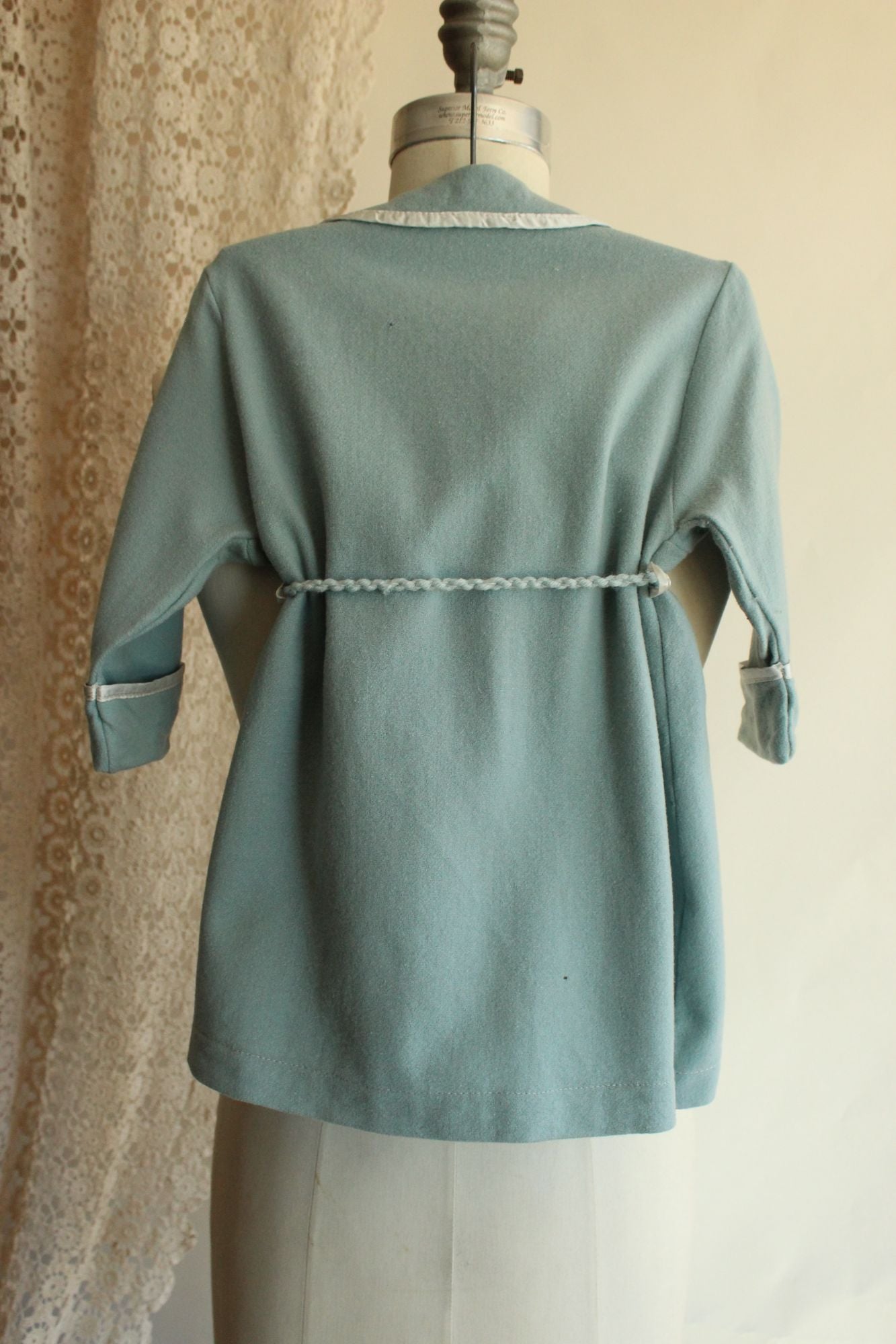 Vintage 1950s Little Boy's Wool Robe with Bunny Rabbit Embroidery