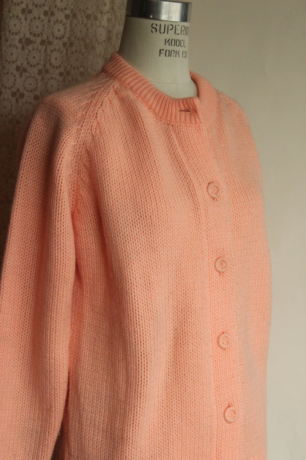 Vintage 1960s Full Fashioned Orange Knit Cardigan Sweater
