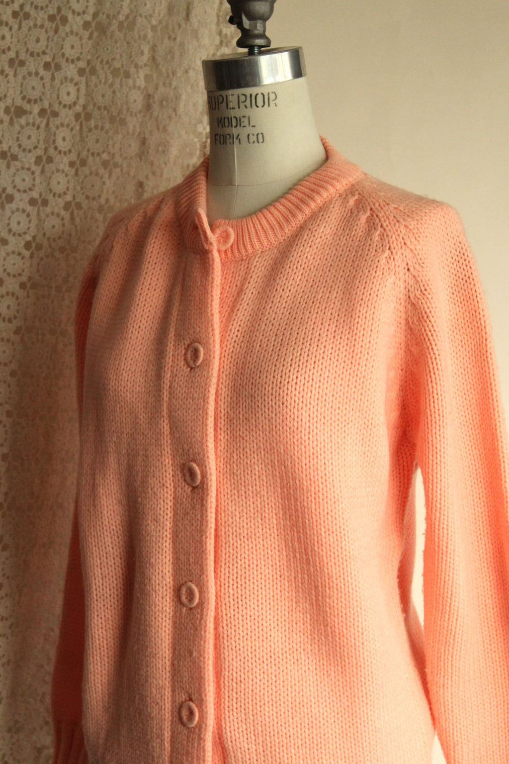 Vintage 1960s Full Fashioned Orange Knit Cardigan Sweater