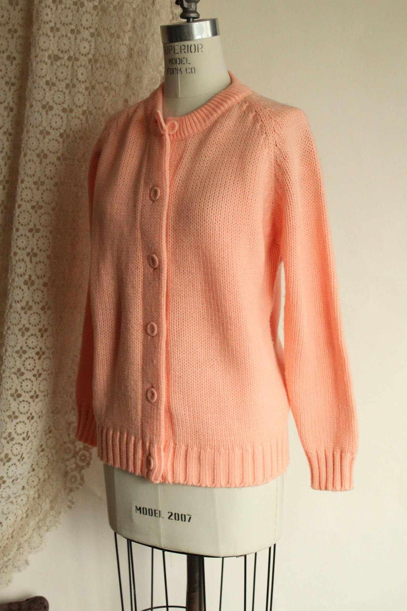 Vintage 1960s Full Fashioned Orange Knit Cardigan Sweater