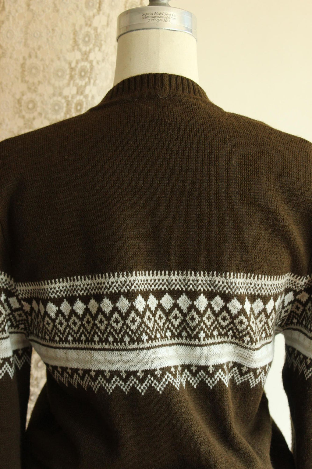 Vintage 1950s 1960s Jaguar Mexican Brown and White Cardigan