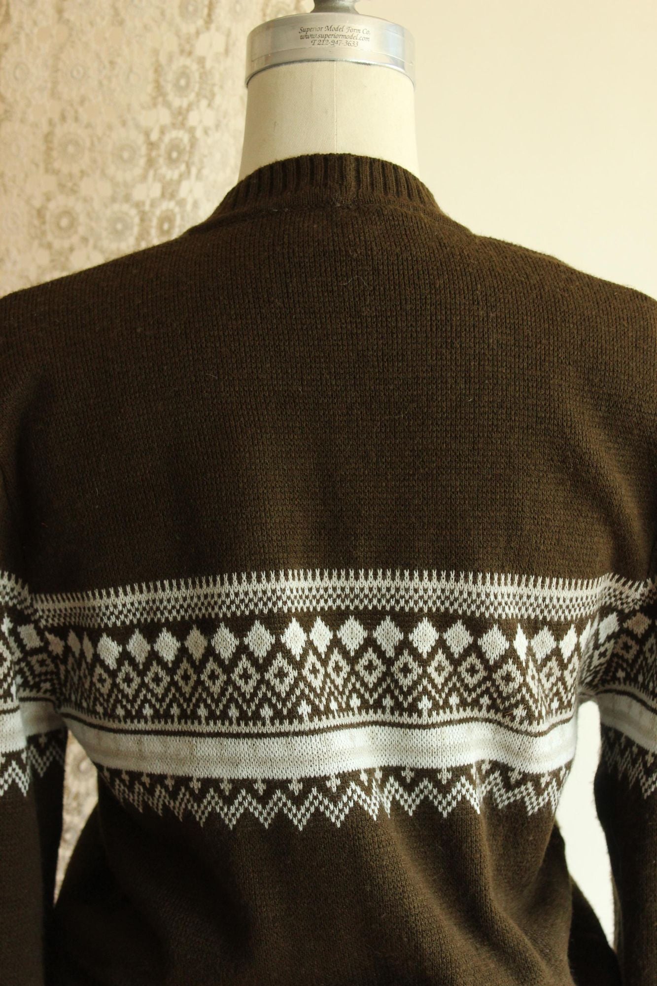 Vintage 1950s 1960s Jaguar Mexican Brown and White Cardigan