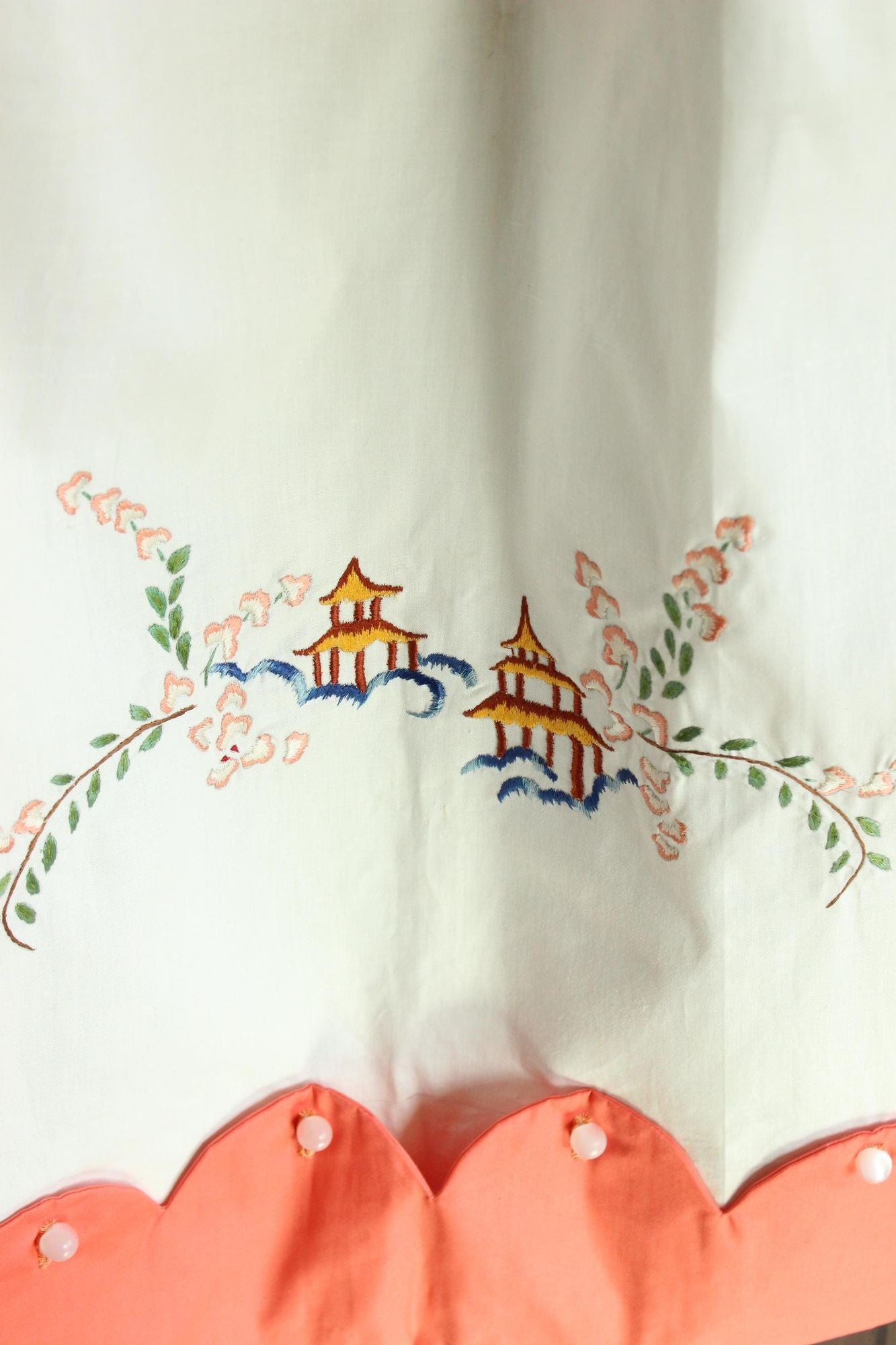 Vintage 1950s Orange Asian Themed Laundry Bag