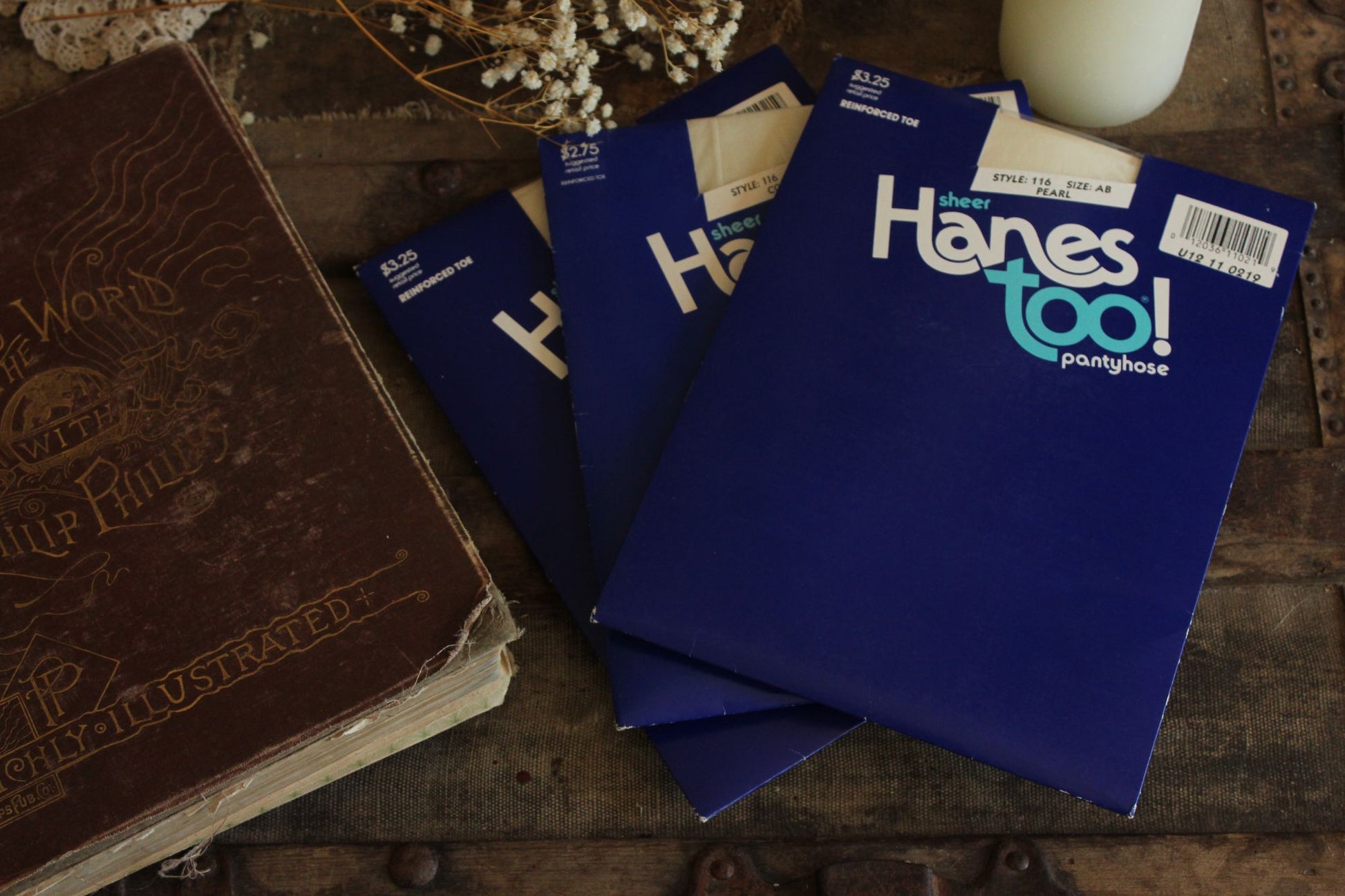 Vintage 1980s 1990s Pantyhose, New NOS Hanes Too, Size AB Pearl