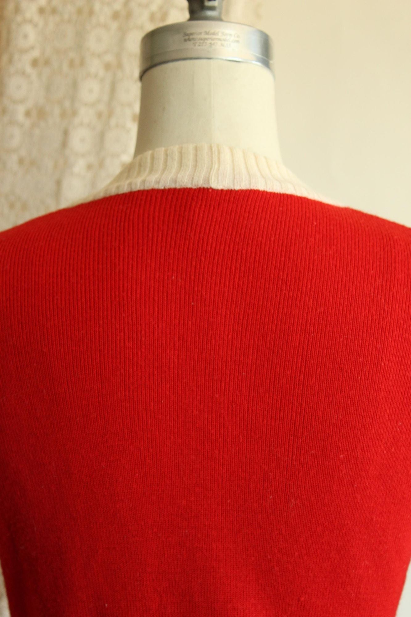 Vintage 1970s Lipman's Red and White Stripe Wool Cardigan