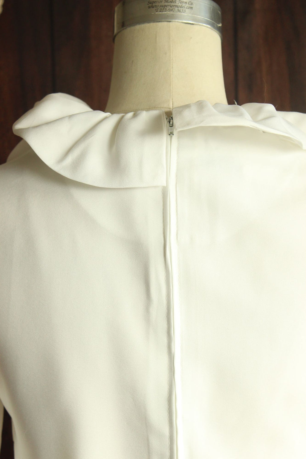 Vintage 1960s Teddi of California White Ruffle Collar Blouse