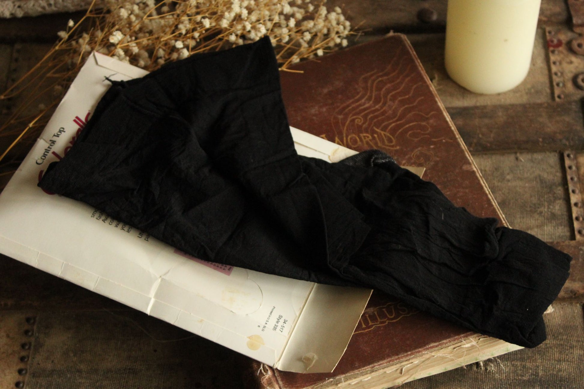 Vintage 1980s 1990s Pantyhose, Control Top Coloralls Basic Black, Size A-B, Sandalfoot