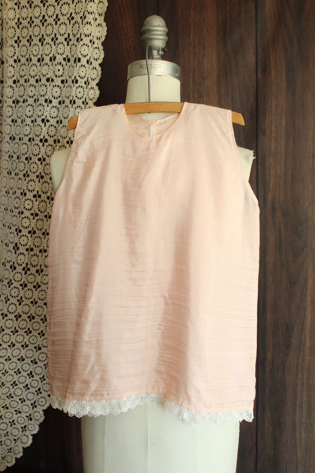 Vintage 1980s 1990s Handmade Pink Silk Baby Dress