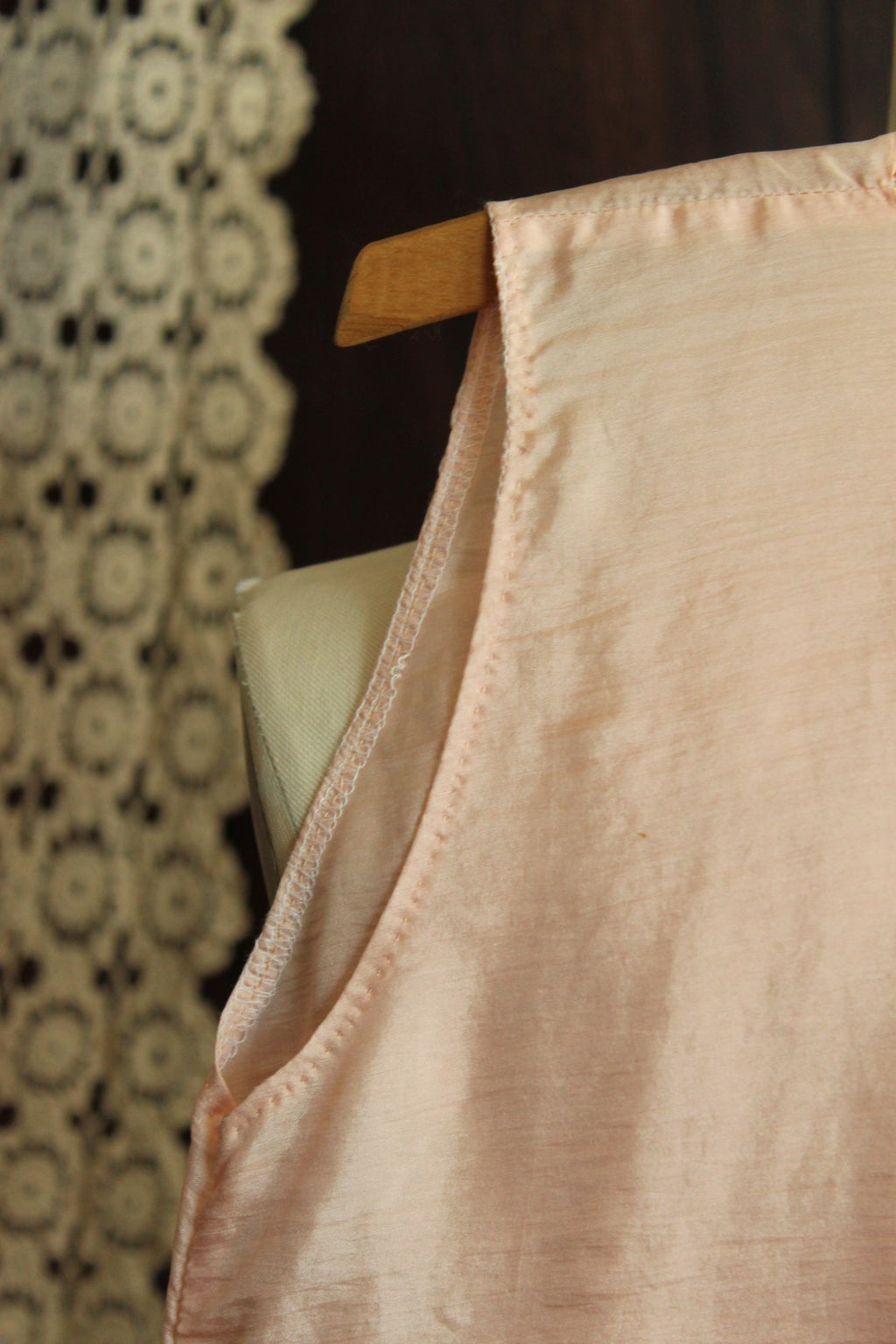 Vintage 1980s 1990s Handmade Pink Silk Baby Dress