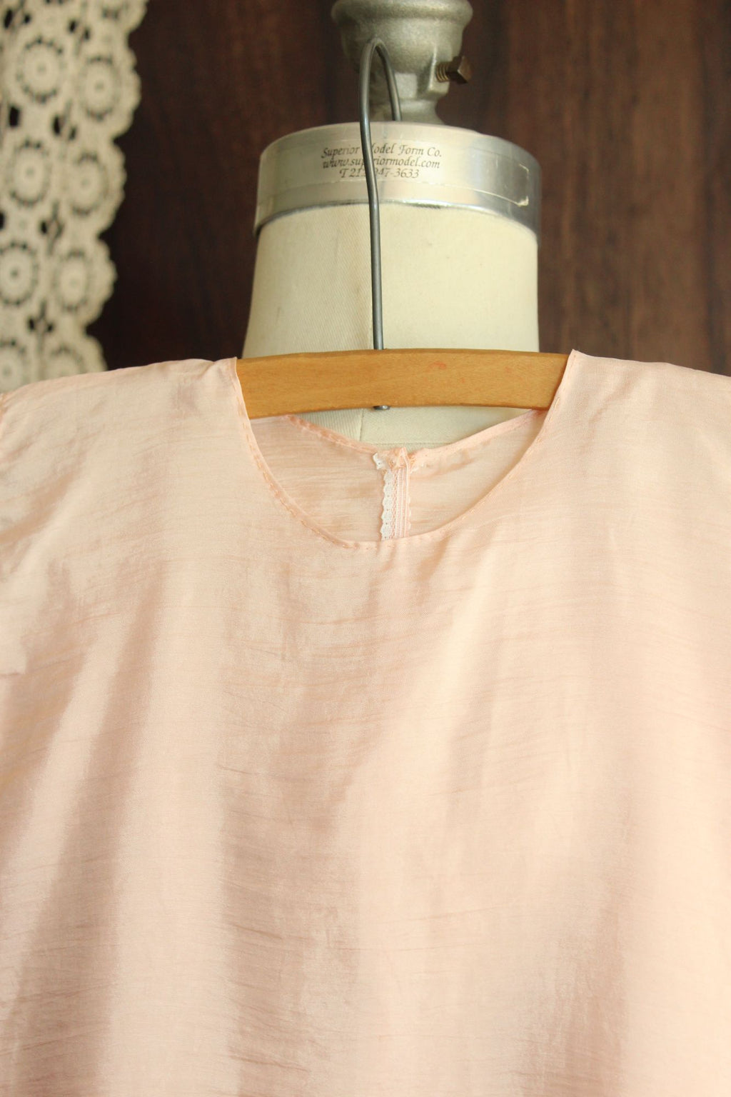 Vintage 1980s 1990s Handmade Pink Silk Baby Dress