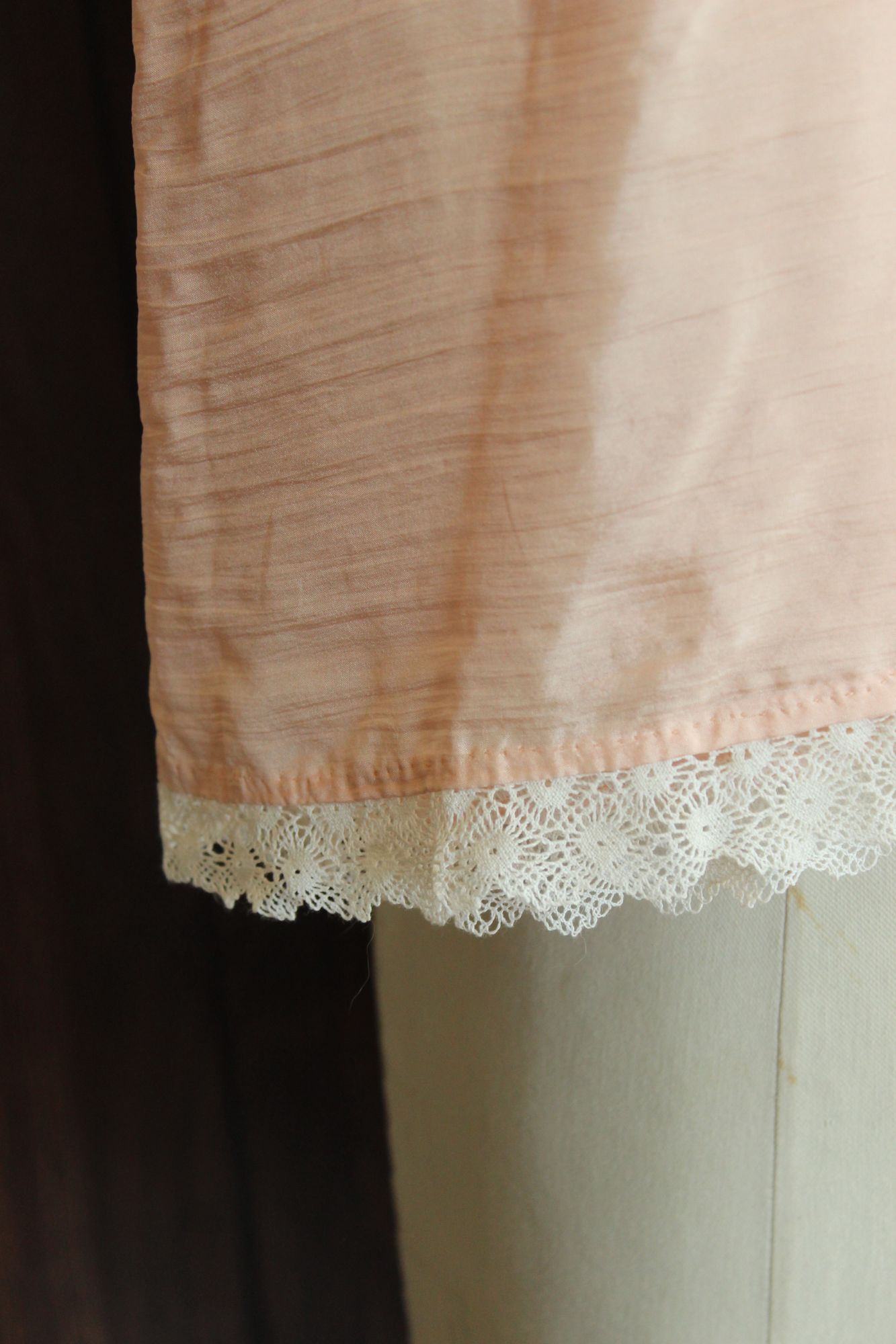 Vintage 1980s 1990s Handmade Pink Silk Baby Dress