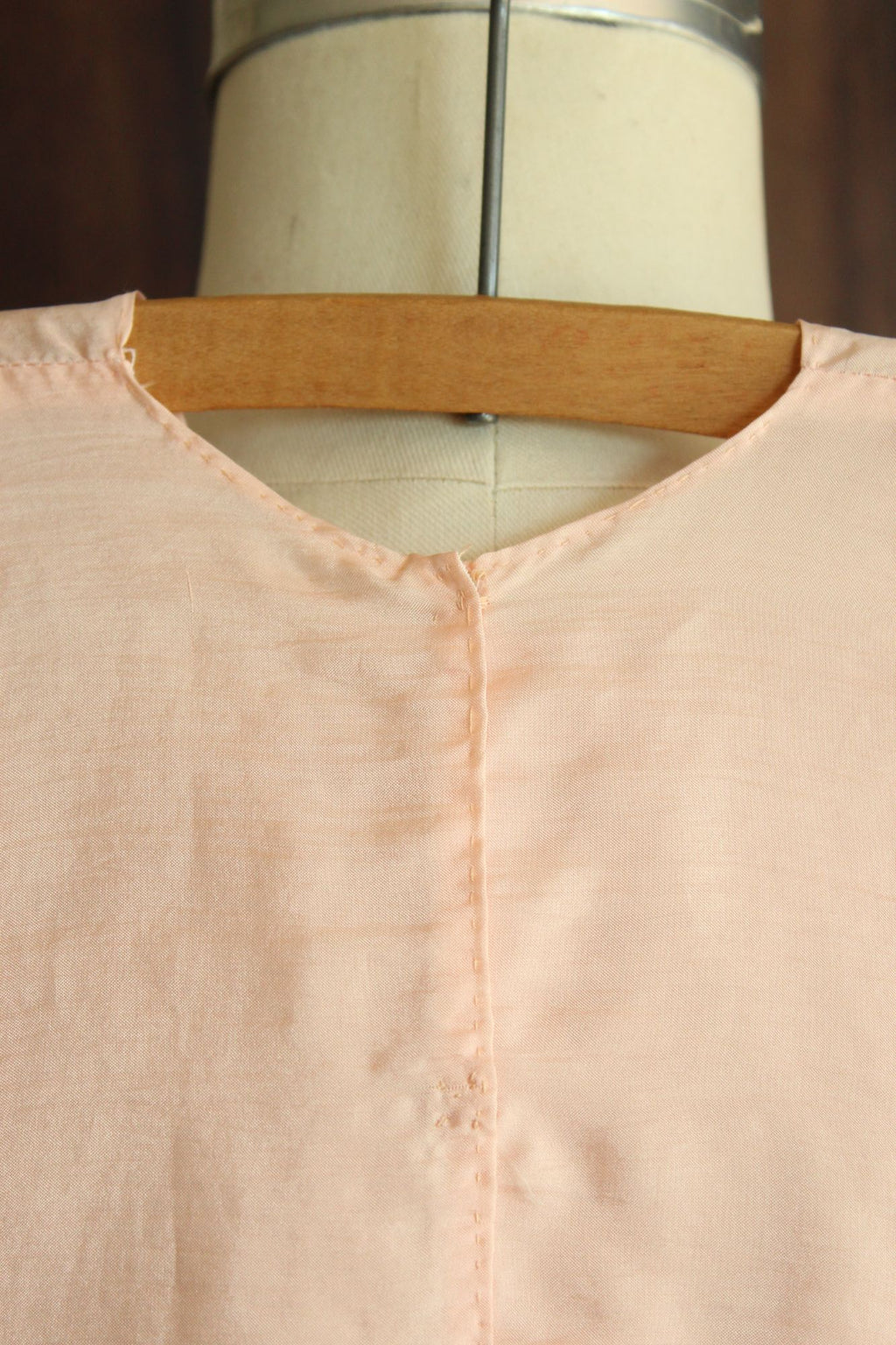 Vintage 1980s 1990s Handmade Pink Silk Baby Dress