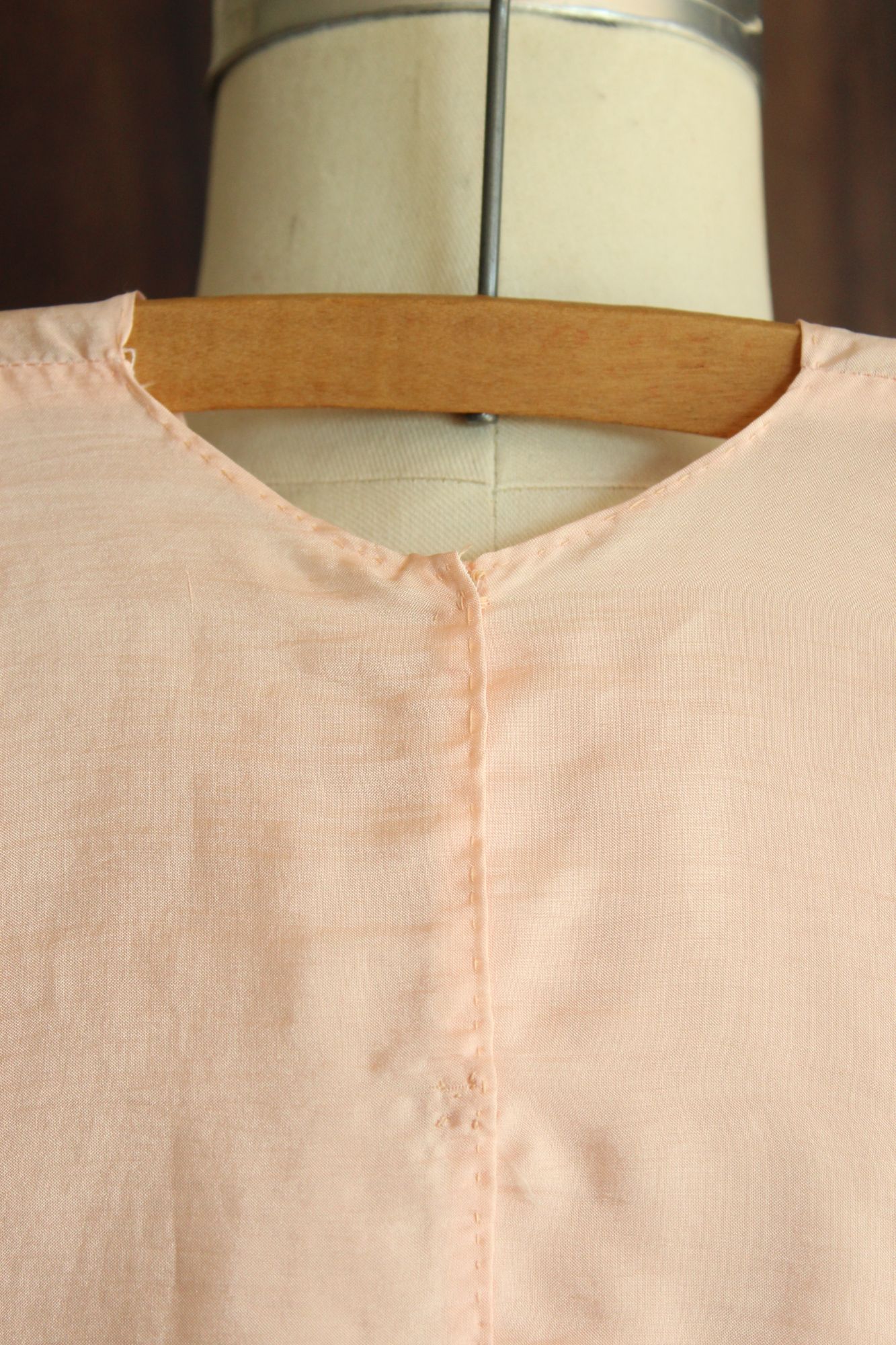 Vintage 1980s 1990s Handmade Pink Silk Baby Dress