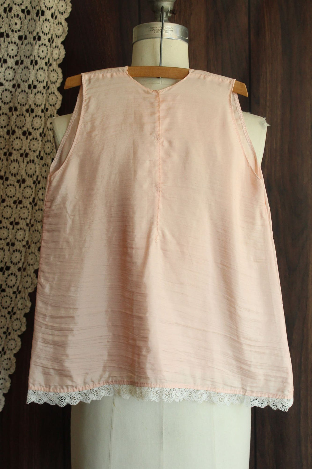 Vintage 1980s 1990s Handmade Pink Silk Baby Dress