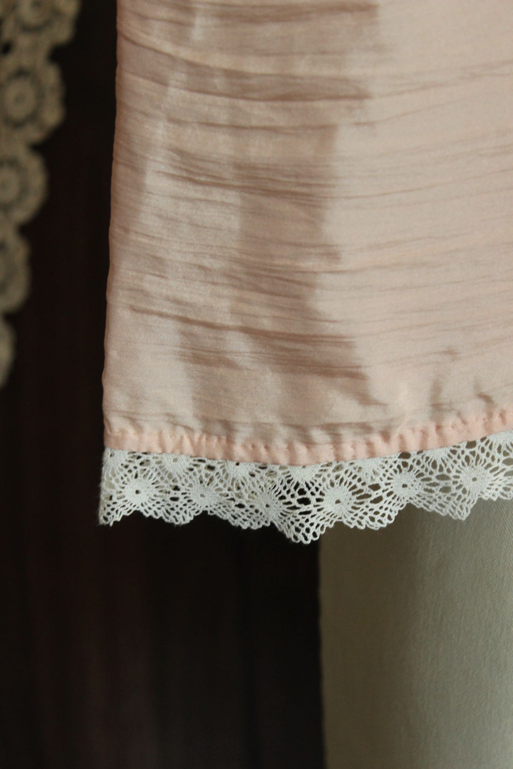 Vintage 1980s 1990s Handmade Pink Silk Baby Dress