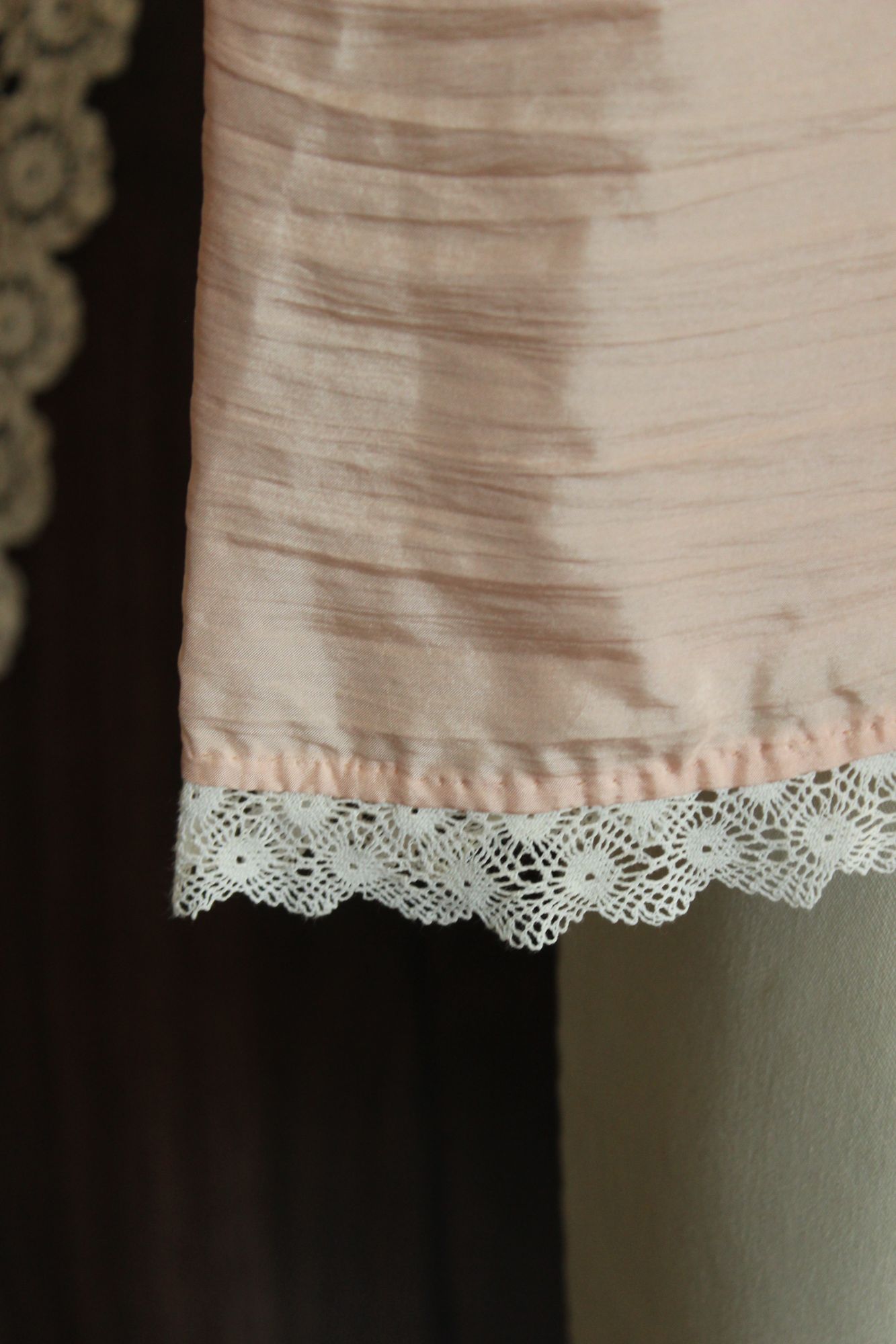 Vintage 1980s 1990s Handmade Pink Silk Baby Dress