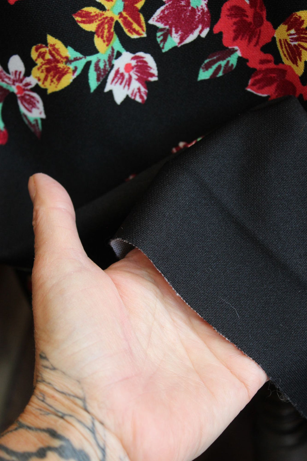 Vintage 1970s Lady Carol Black Floral Print Maxidress