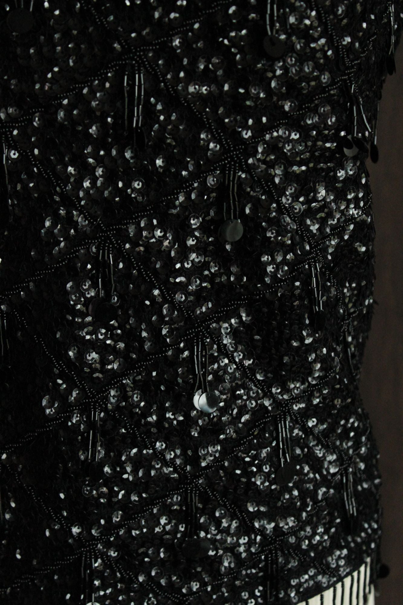 Vintage 1960s Volup Orbach's Black Wool Beaded and Sequined Sweater Shell
