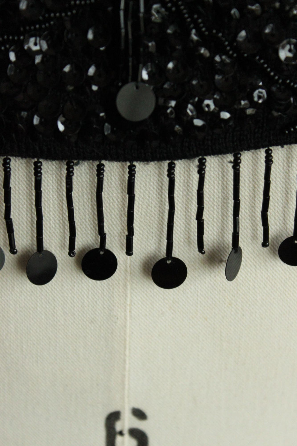 Vintage 1960s Volup Orbach's Black Wool Beaded and Sequined Sweater Shell