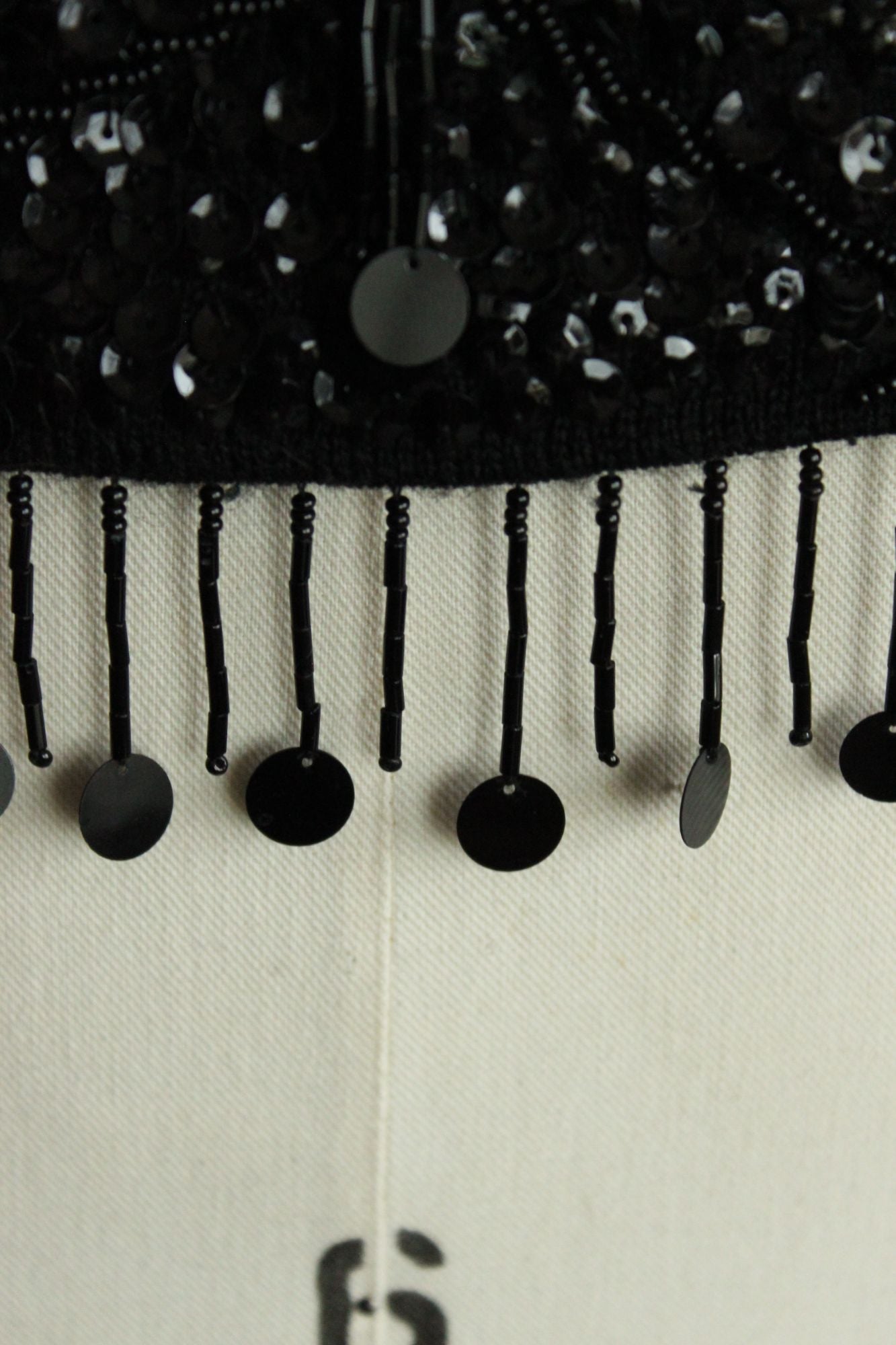 Vintage 1960s Volup Orbach's Black Wool Beaded and Sequined Sweater Shell
