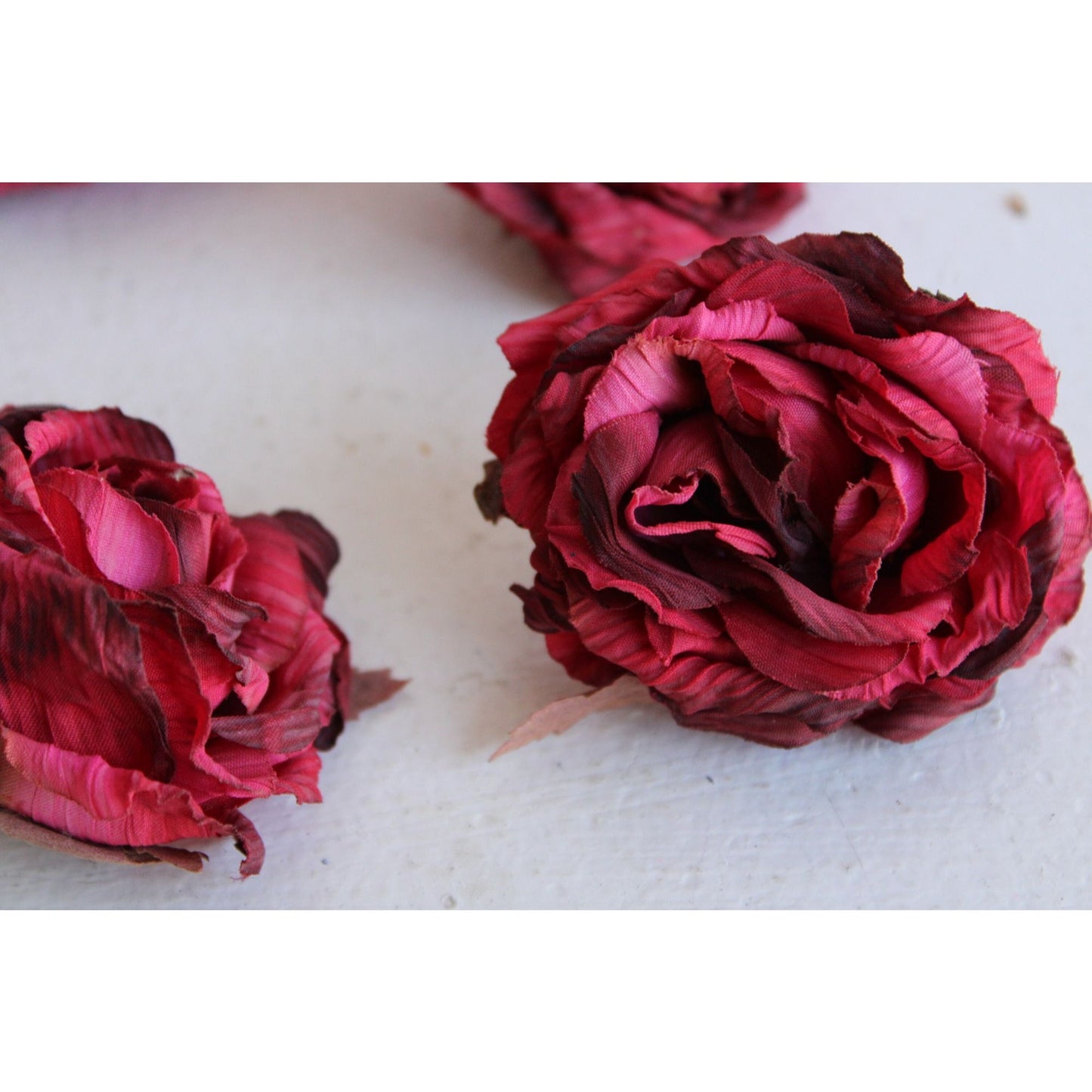 Vintage Silk Rose Flowers, Half Dozen