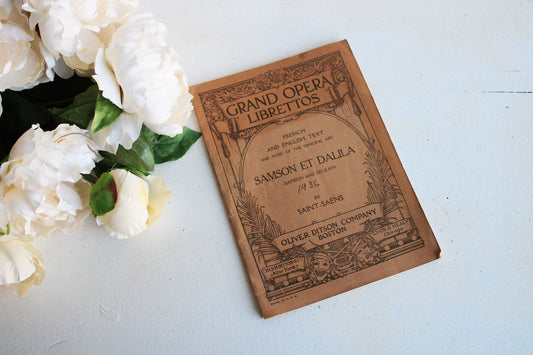 Vintage 1930s Music Booklet, Grand Opera Librettos, Samson And Delilah
