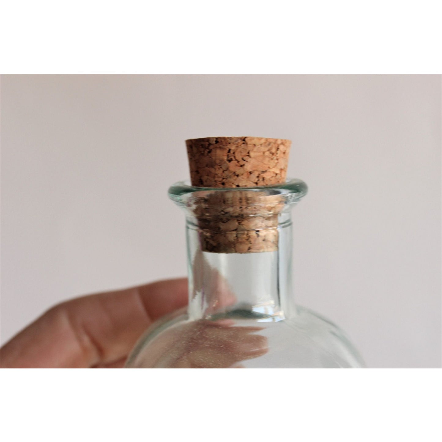 Glass Bottle With Cork, 8 Ounce, Reycled Spanish Glass