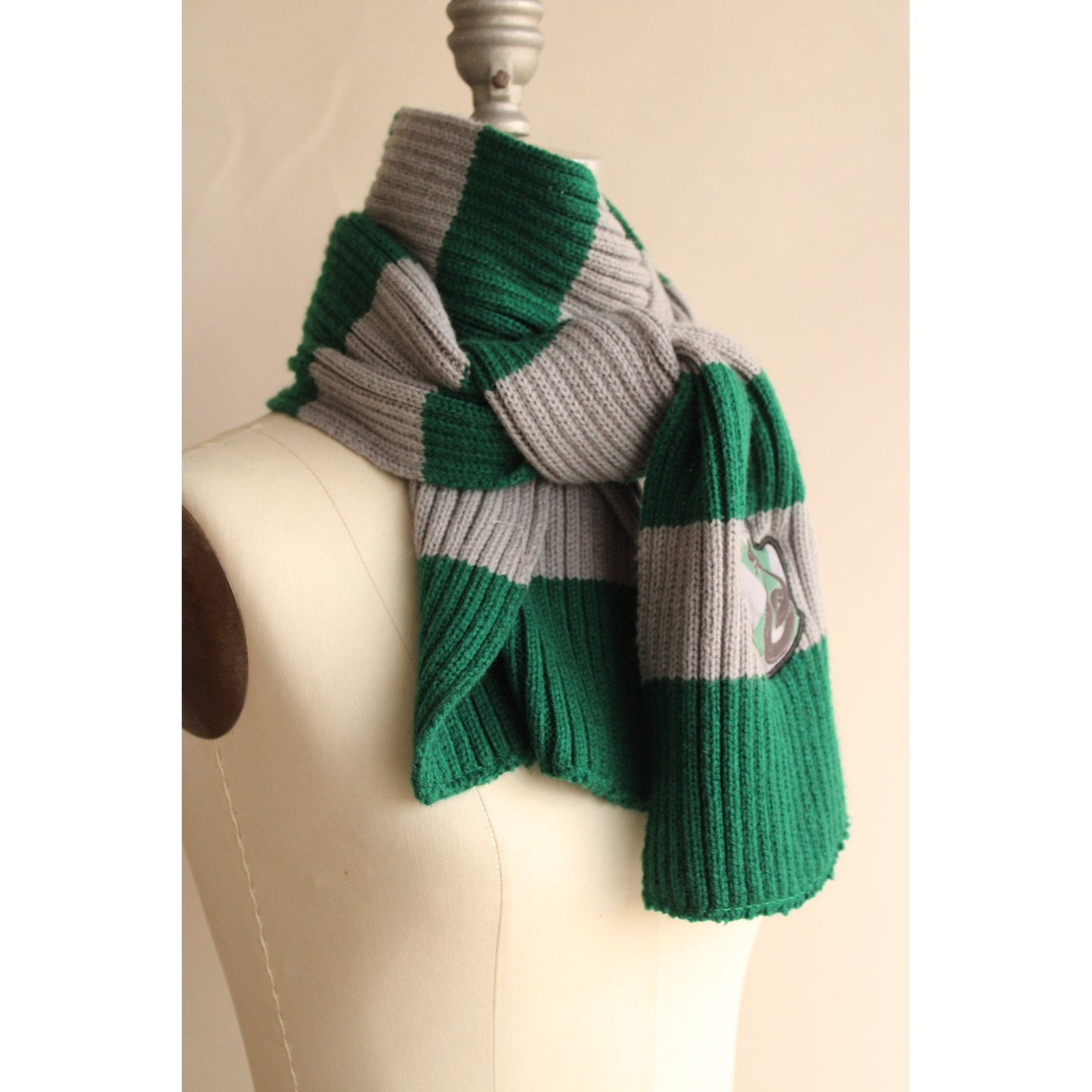 Harry Potter Slytherin Scarf, Unisex, Knit, Green and Gray