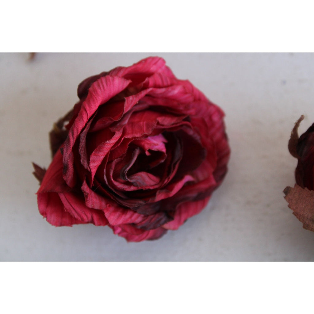 Vintage Silk Rose Flowers, Half Dozen