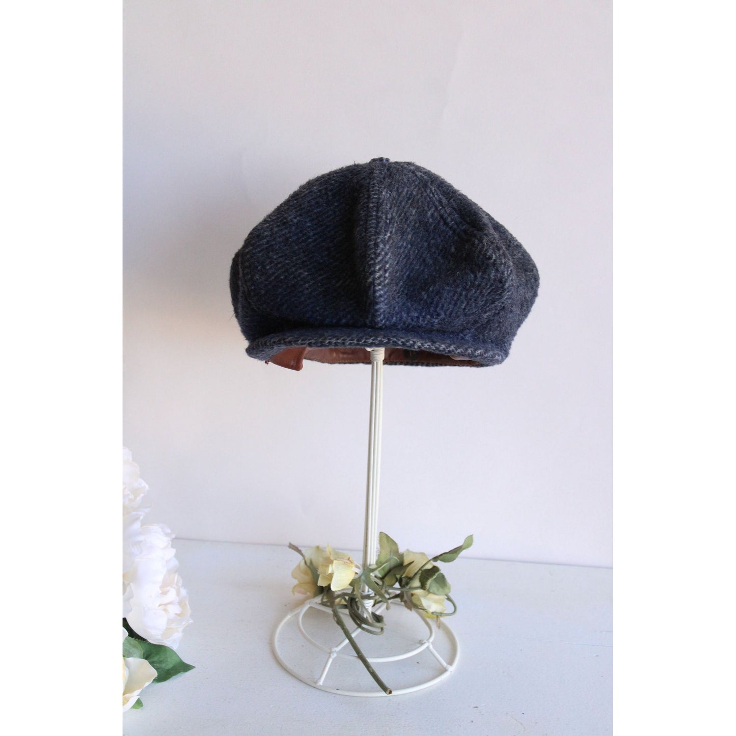 Vintage 1950s Newsboy Gray Wool Tweed Hat