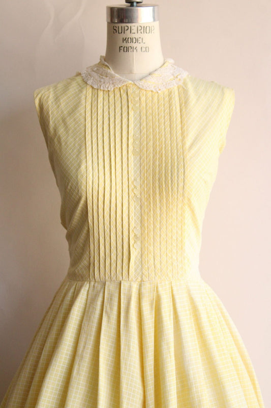Vintage 1950s Yellow Cotton Sundress with Pockets