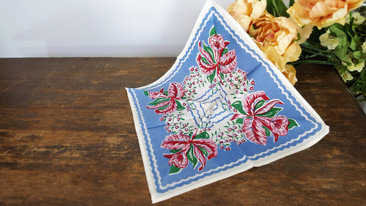 Vintage Cotton Handkerchief Floral Print 