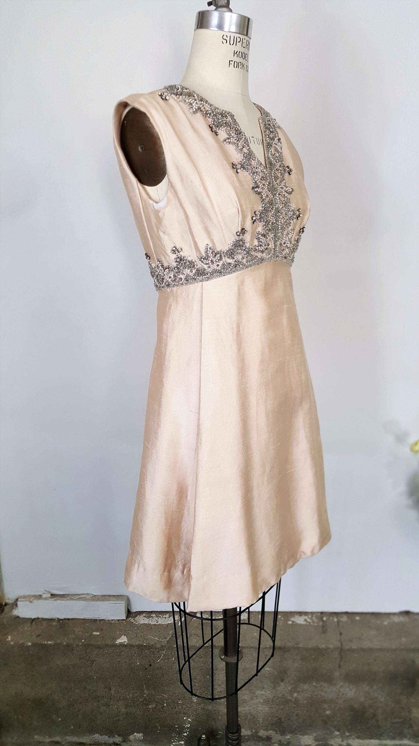 Vintage 1960s Pink Silk Beaded Party Dress By Seaton Enterprises ...