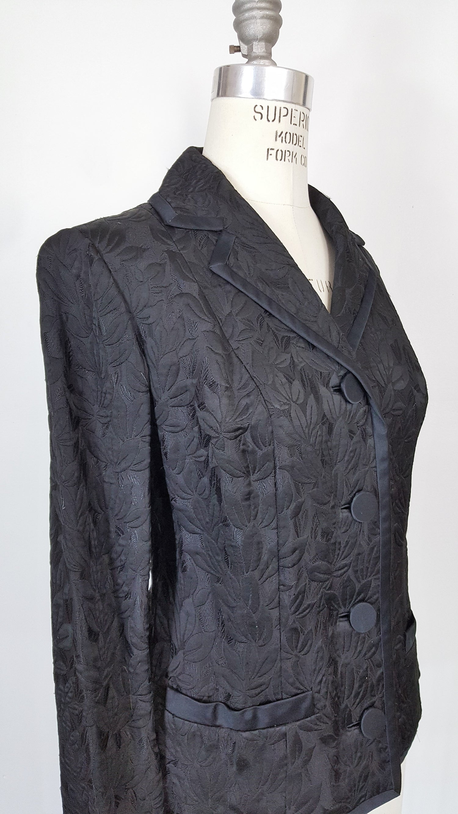 Vintage 1990s Black Silk Jacket With Pockets 