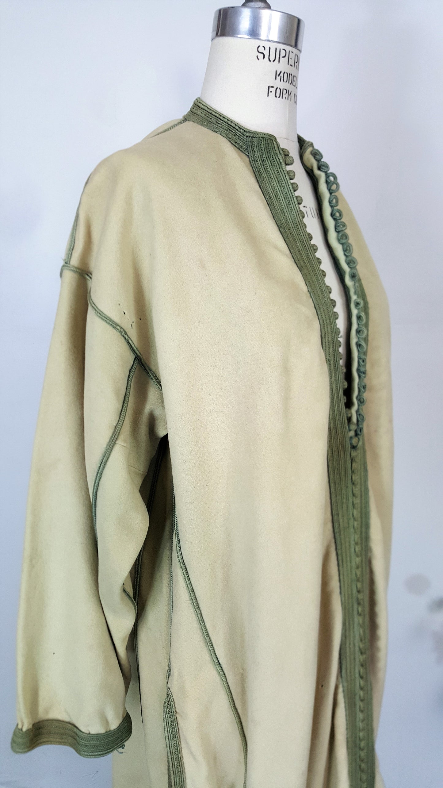 Vintage Hollywood Costume Long Wool Coat With Pockets In An Eastern Or Asian Style 