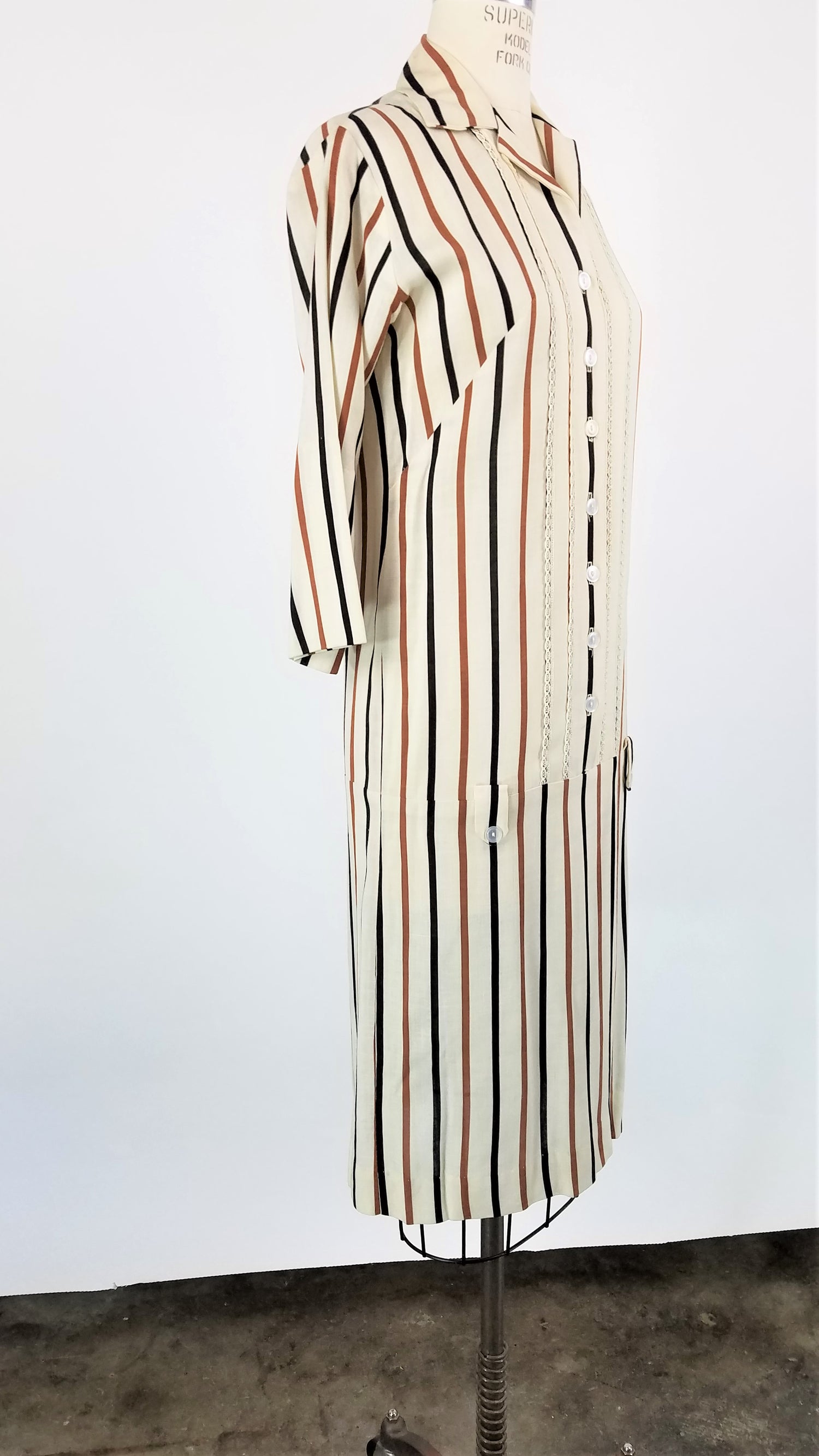 Vintage 1960s Striped Dress With Drop Waist 