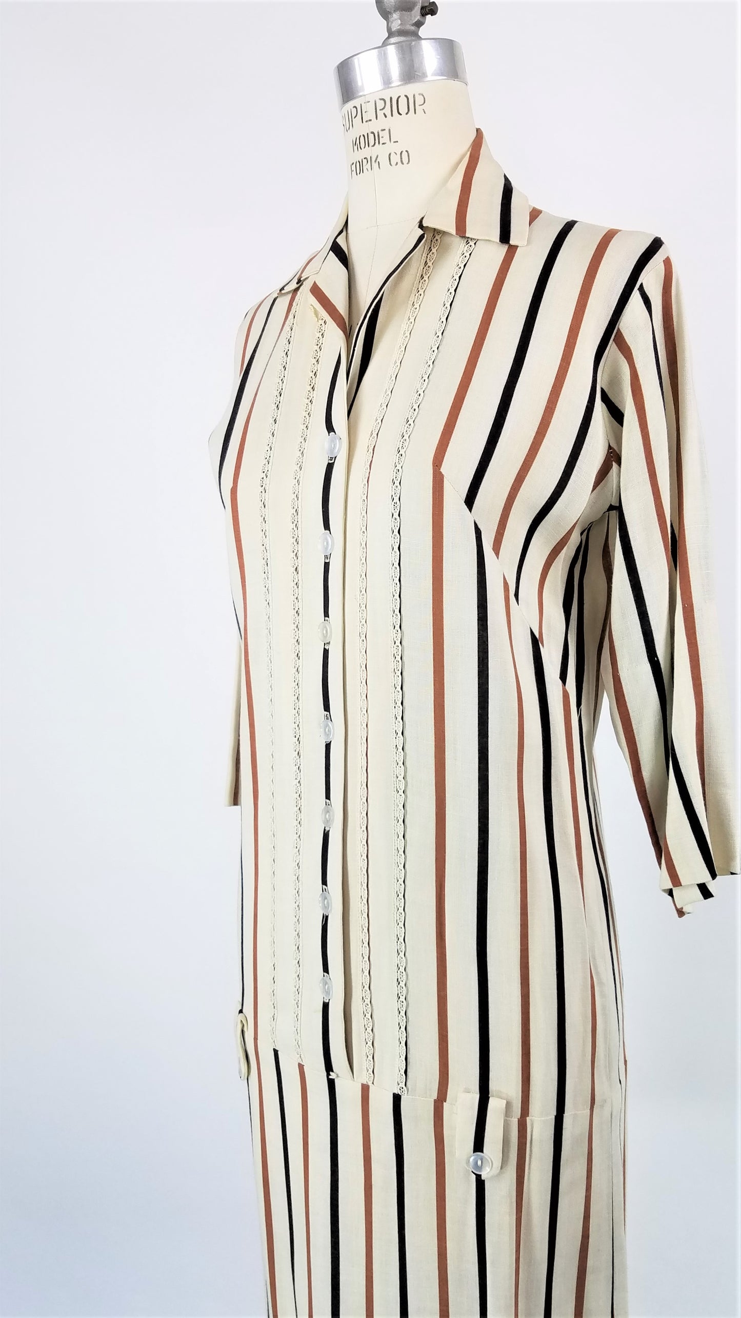 Vintage 1960s Striped Dress With Drop Waist 
