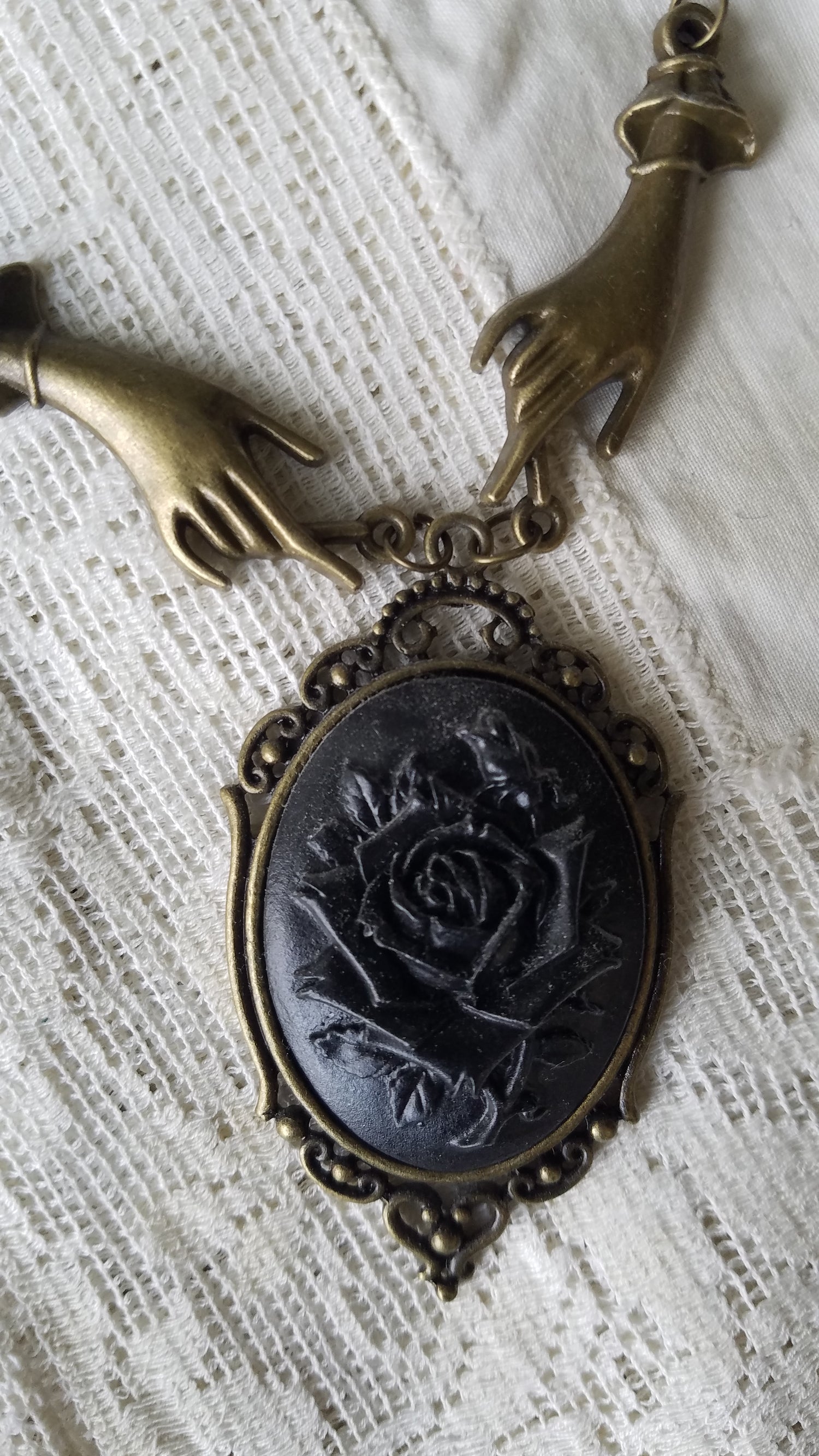 Black Rose Cameo Necklace by Dark Cage Designs