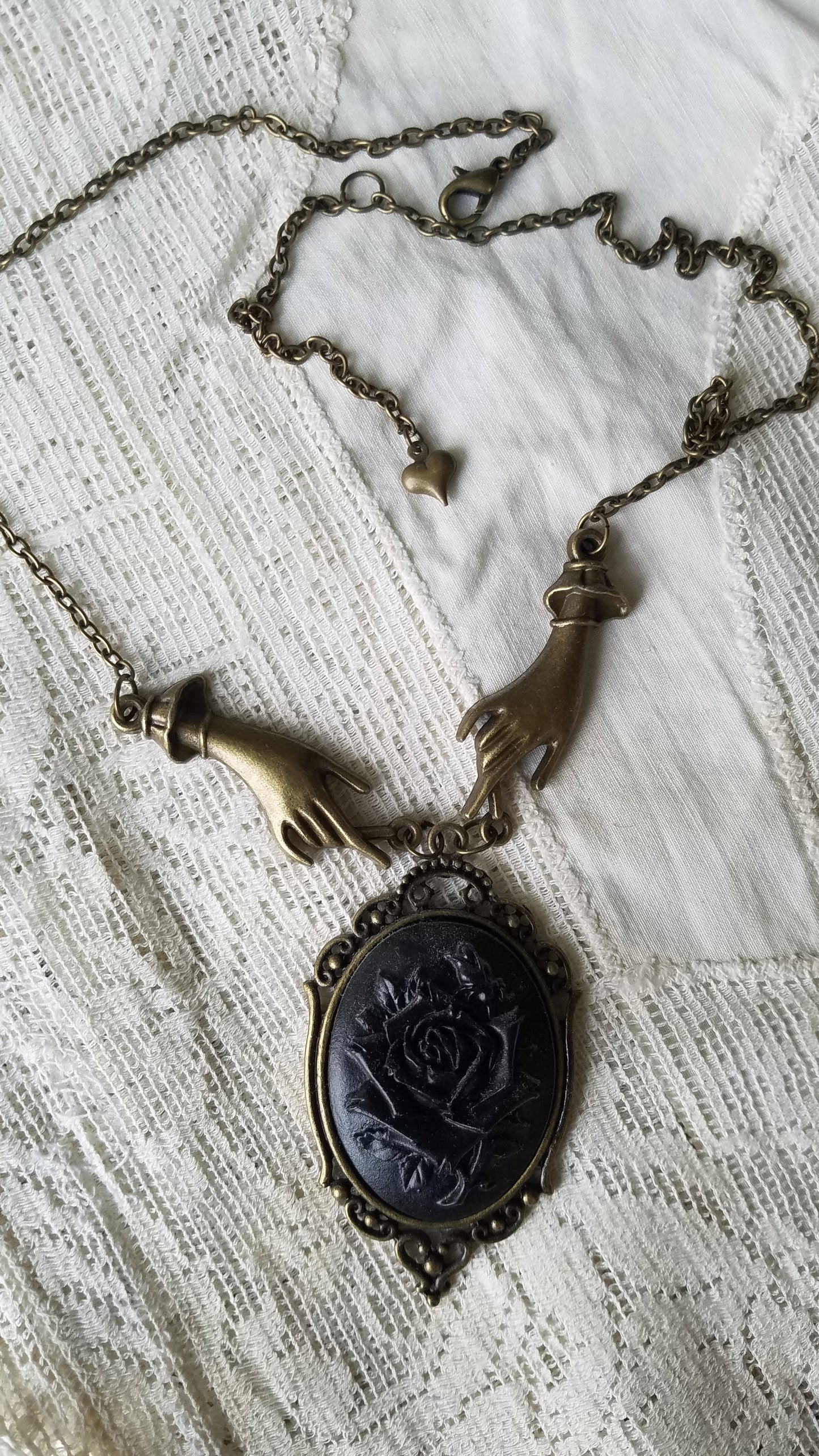 Black Rose Cameo Necklace by Dark Cage Designs